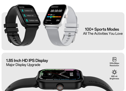 Weofly Weofly Active 2 Smart Watch for Men & Women, 1.85″ HD Display, Fitness & Heart Rate Tracker, IP68 Waterproof, 100+ Sports Modes, Compatible with Android & iOS (1 Year Warranty)