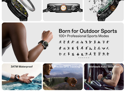 Weofly Conquer 2 Smartwatch for Men & Women – 1.43″ AMOLED Display, GPS Outdoor Sports Watch, 3ATM Waterproof, 100+ Sports Modes, Fitness Tracker iOS & Android Compatible (1 Year Warranty)