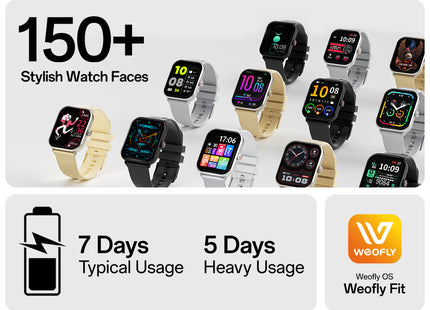 Weofly Weofly Active 2 Smart Watch for Men & Women, 1.85″ HD Display, Fitness & Heart Rate Tracker, IP68 Waterproof, 100+ Sports Modes, Compatible with Android & iOS (1 Year Warranty)