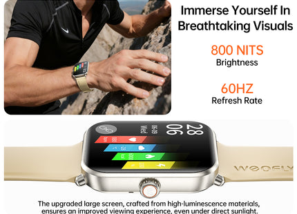 Weofly Weofly Active 2 Smart Watch for Men & Women, 1.85″ HD Display, Fitness & Heart Rate Tracker, IP68 Waterproof, 100+ Sports Modes, Compatible with Android & iOS (1 Year Warranty)