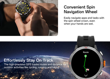Weofly Conquer 2 Smartwatch for Men & Women – 1.43″ AMOLED Display, GPS Outdoor Sports Watch, 3ATM Waterproof, 100+ Sports Modes, Fitness Tracker iOS & Android Compatible (1 Year Warranty)
