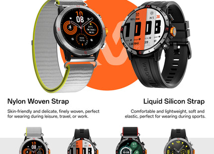 Weofly Conquer 2 Smartwatch for Men & Women – 1.43″ AMOLED Display, GPS Outdoor Sports Watch, 3ATM Waterproof, 100+ Sports Modes, Fitness Tracker iOS & Android Compatible (1 Year Warranty)