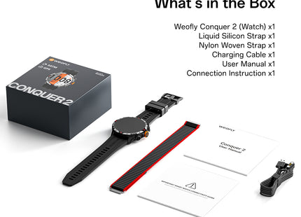 Weofly Conquer 2 Smartwatch for Men & Women – 1.43″ AMOLED Display, GPS Outdoor Sports Watch, 3ATM Waterproof, 100+ Sports Modes, Fitness Tracker iOS & Android Compatible (1 Year Warranty)
