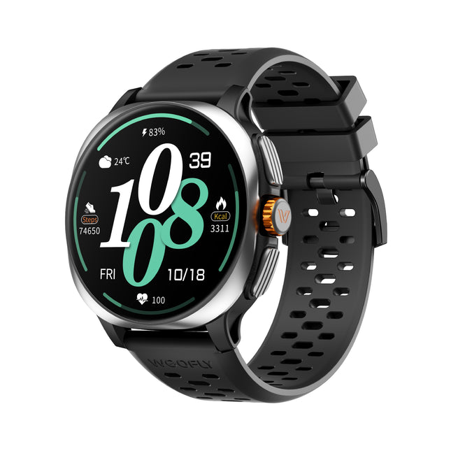 Weofly Vive 2 GPS Smart Watch with 1.43" AMOLED Display, Bluetooth Calling, 5ATM Waterproof, Heart Rate & SpO2 Monitor, Android & iPhone Compatible - Silver