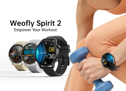 Weofly Spirit 2 Smart Watch for Men & Women, 1.39″ HD Display, Fitness & Heart Rate Tracker, IP68 Waterproof, 100+ Sports Modes, Long Battery Life, Compatible with Android & iOS (1 Year Warranty)
