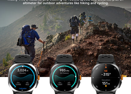 Weofly Vive 2 GPS Smart Watch with 1.43" AMOLED Display, Bluetooth Calling, 5ATM Waterproof, Heart Rate & SpO2 Monitor, Android & iPhone Compatible - Silver