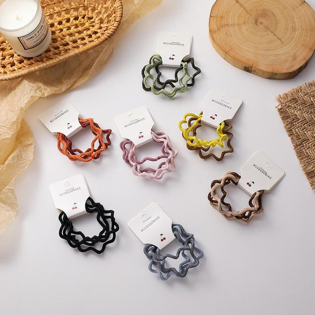 4 Packs Of Wavy Hair Ties Simple Boutique Hair Band - Green