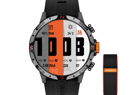 Weofly Conquer 2 Smartwatch for Men & Women – 1.43″ AMOLED Display, GPS Outdoor Sports Watch, 3ATM Waterproof, 100+ Sports Modes, Fitness Tracker iOS & Android Compatible (1 Year Warranty)