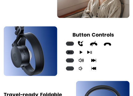 Weofly Mixer Open Ear Headphones, Wireless Headphones, 40-Hour Playtime with Carrying Case (Black)