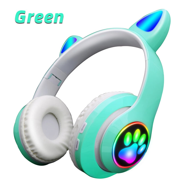 Pink Cute Cat Ears Wireless Headphone Bluetooth-compatibl...