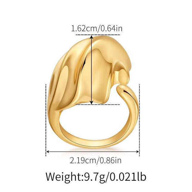 18K Gold-Plated Abstract Wave Ring