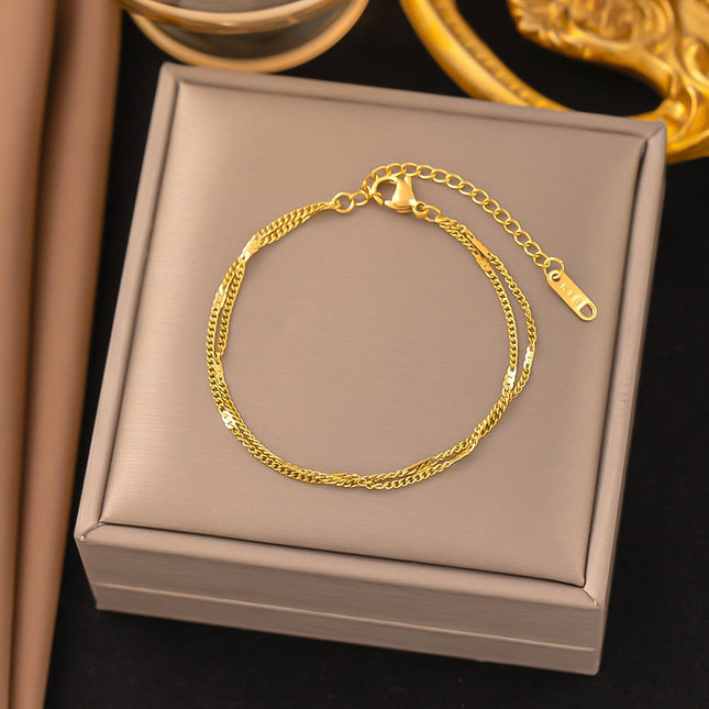 Minimal Double Layered Gold Plated Bracelet