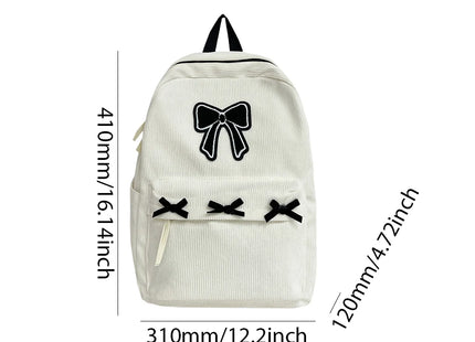 Y2K Girls Cute Bowknot Laptop Backpack Fashion Casual Corduroy Bow Student Backpack Large Capacity Travel Backpack Shoulder Bag