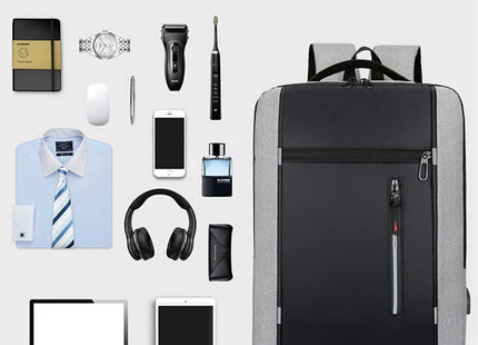 1 Pack 15.6 Inch Men's Business Computer Bag Multi-pocket High-capacity Usb Charging Work Commuting Backpack
