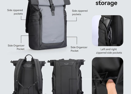 MARK RYDEN Men's Backpack Water Repellent Rolltop Backpack 17 inch Laptop Bag- Light Line Series