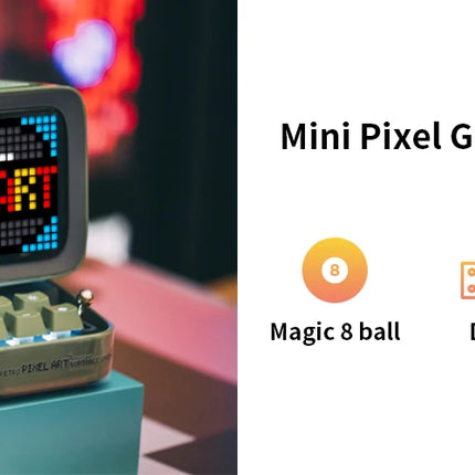 Divoom Ditoo Retro Pixel Art Bluetooth Portable Speaker Alarm Clock DIY LED Display Board, Birthday Gift Home Decoration