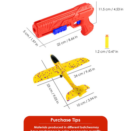 Children's outdoor three in one foam soft elastic toy gun, hand thrown ejection aircraft suit, foam aircraft color random