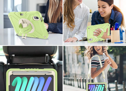 Shockproof Case for iPad mini 6 (8.3 inch) with 360° Rotating Hand Strap, Portable Shoulder Strap and Pencil Slot