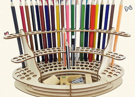 67-Slot Premium Wooden Brush Holder - Durable Artist Desk Organizer, Pencil & Paint Brushes Storage, Elegant Art & Craft Supplie