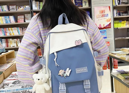Waterproof Teenage Nylon Book Bag Large Capacity College Backpack Fashion School Bag Cute Girls Boys Travel Backbag College Bag