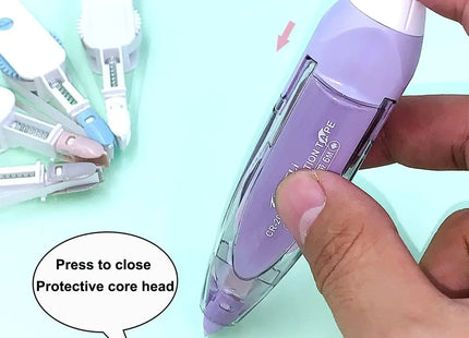Retractable Correction Tape White Out Refillable Tape Applicator with 8 Replacement Whiteout Tape School Office Supplies