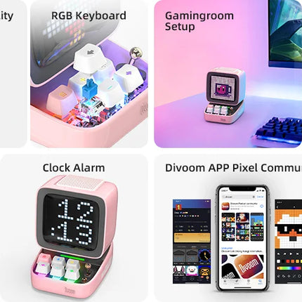 Divoom Ditoo-Pro Retro Pixel Art Bluetooth Portable Speaker Alarm Clock DIY LED Display Board, Cute Gift Home Light Decoration