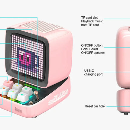 Divoom Ditoo-Pro Retro Pixel Art Bluetooth Portable Speaker Alarm Clock DIY LED Display Board, Cute Gift Home Light Decoration
