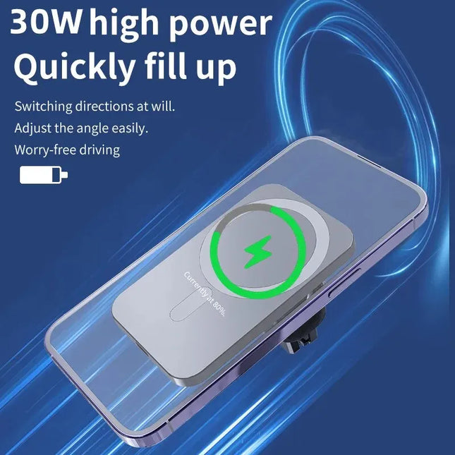 30W Magnetic Car Wireless Charger For iPhone 15 14 13 12 ...