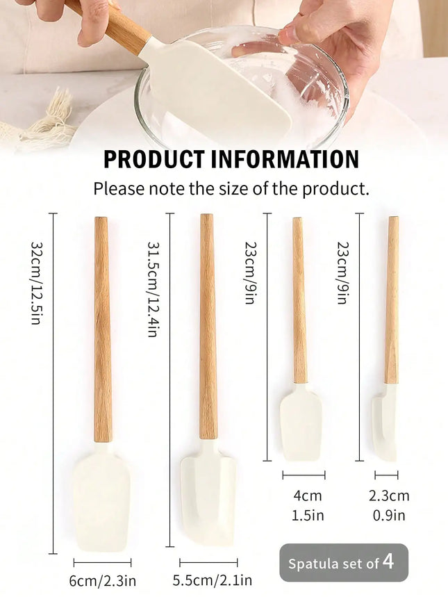 Leeseph 4Pack Scraper Spatula Set Food Grade Silicone Bak...
