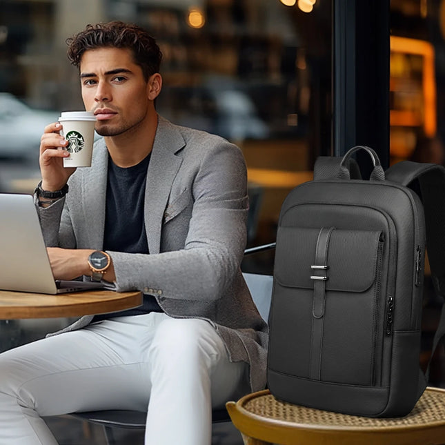 HcanKcan Men's Business Backpack Slim Waterproof 15.6 Inc...