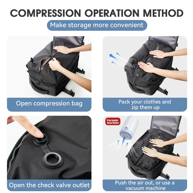 Vacuum Backpack Travel Bag for Men Large Capacity airback...