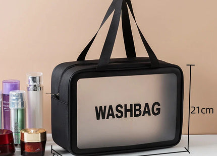 Leather Cosmetic Organizer Clear Panel PVC Waterproof Tote Makeup Toiletry Bag Portable Travel Swim Storage Transparent Washbag