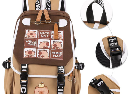 Capybara Backpack with 1 Main Compartment for Girls Boys Laptop Backpack Zipper School Bag Rucksack Gifts for Capybara Lovers