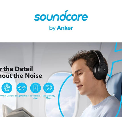 soundcore by Anker Q20i Hybrid Active Noise Cancelling Headphones Wireless Over-Ear Bluetooth 40H Long ANC Playtime
