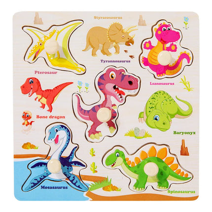 Wooden Puzzles Montessori Baby Toys Cartoon Animal Fruit Traffic Hand Grab Boards Cognition Jigsaw Puzzle Kids Educational Games