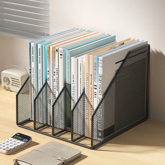 Metal File Rack Office Desk Shelf Standing Desktop File F...