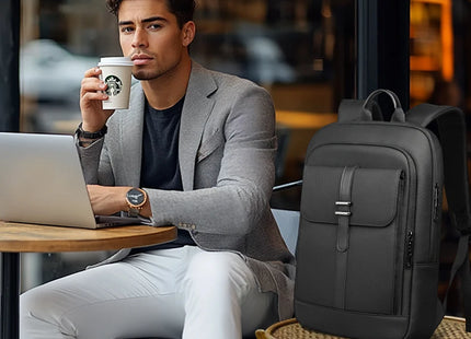 HcanKcan Men's Business Backpack Slim Waterproof 15.6 Inch Laptop Bag Casual College School Backpack Travel Rucksack Work Bags
