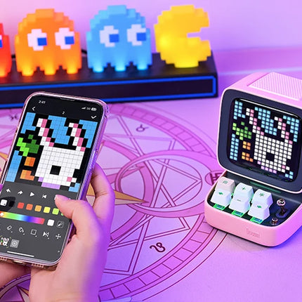 Divoom Ditoo-Pro Retro Pixel Art Bluetooth Portable Speaker Alarm Clock DIY LED Display Board, Cute Gift Home Light Decoration