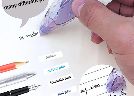 Retractable Correction Tape White Out Refillable Tape Applicator with 8 Replacement Whiteout Tape School Office Supplies
