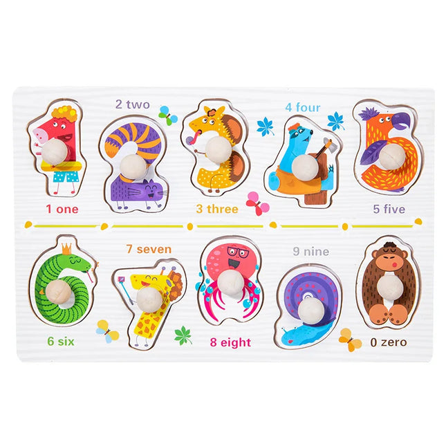 Wooden Puzzles Montessori Baby Toys Cartoon Animal Fruit ...