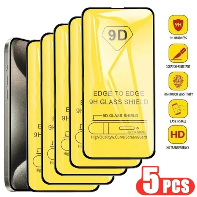 1-5PCS 9D Tempered Glass For iPhone 16 Pro Max 15 14 13 1...