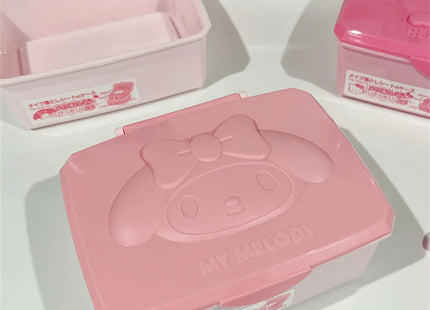Sanrio Hello Kitty Storage Box Cartoon Melody Kt Cat Flip Cover Cotton Swabs Cotton Pads Stationery Stickers Organisation Gifts