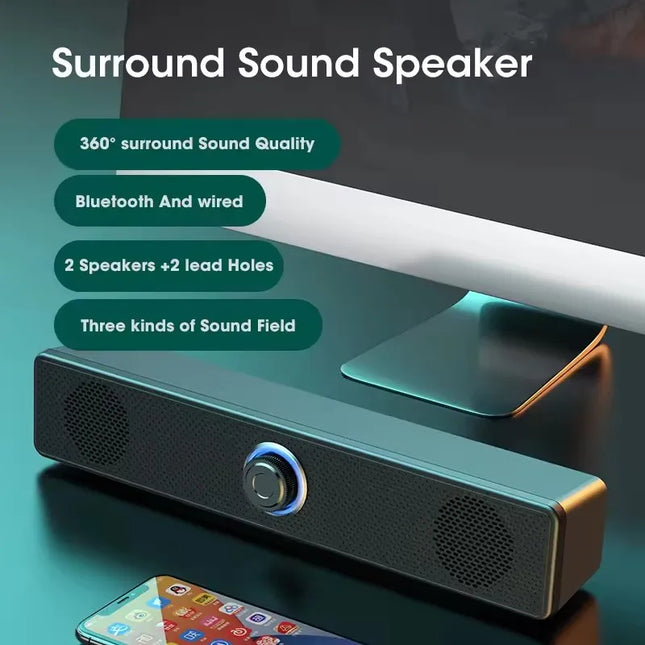 PC Soundbar Wired and Wireless Bluetooth Speaker USB Powe...