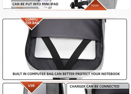 1 Pack 15.6 Inch Men's Business Simple Computer Backpack Usb Charging Lightweight Schoolbag Travel Commuting