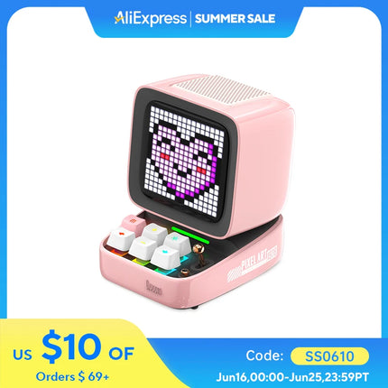 Divoom Ditoo-Pro Retro Pixel Art Bluetooth Portable Speaker Alarm Clock DIY LED Display Board, Cute Gift Home Light Decoration
