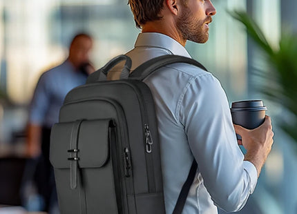 HcanKcan Men's Business Backpack Slim Waterproof 15.6 Inch Laptop Bag Casual College School Backpack Travel Rucksack Work Bags