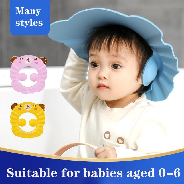 Baby Shower Soft Cap Adjustable Hair Wash Hat for Kids Ea...