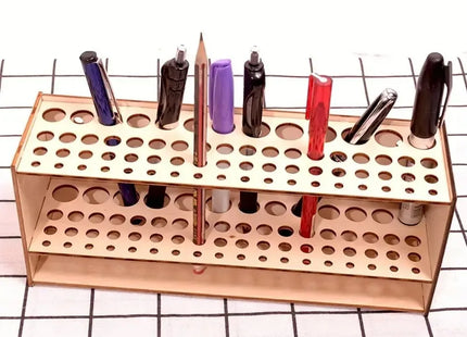 67-Slot Premium Wooden Brush Holder - Durable Artist Desk Organizer, Pencil & Paint Brushes Storage, Elegant Art & Craft Supplie