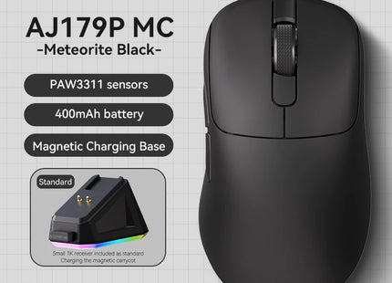 AJAZZ AJ179 PRO PAW3395 Lightweight Wired Wireless Mouse with Magnetic Charging Base Ergonomic Macro Gaming Mouse for PC Laptop