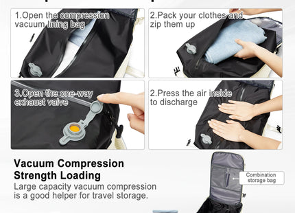Backpack Ryanair 40x20x25, Vacuum Compression Backpack, Hiking Vacuum Travel Backpack for Men Women, Multi-Functional Laptop Bag